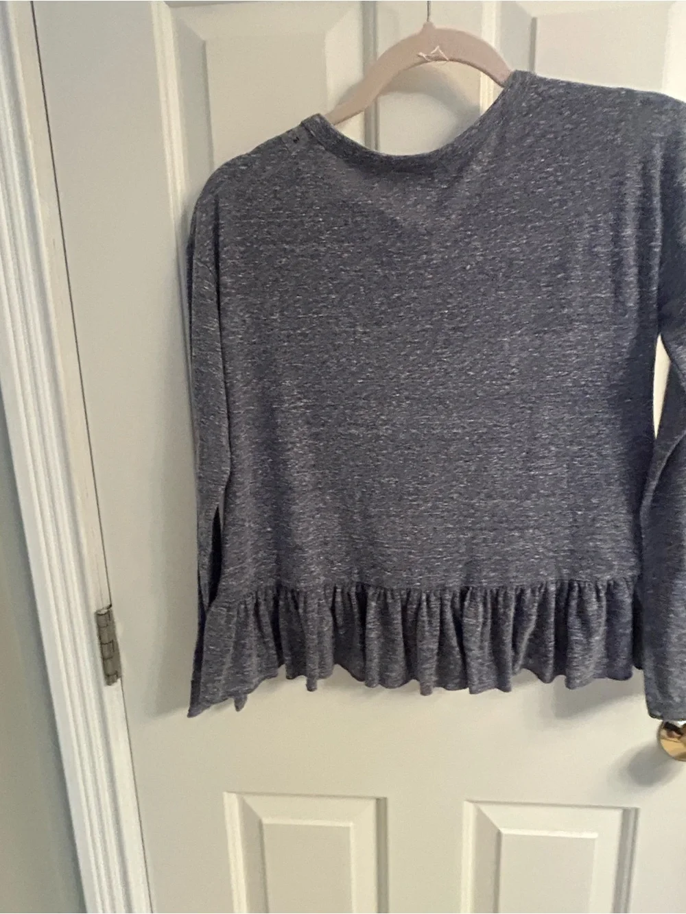 NWT-Justice Bluish/Gray Lace-Up Ruffle Hem Long Sleeve Top